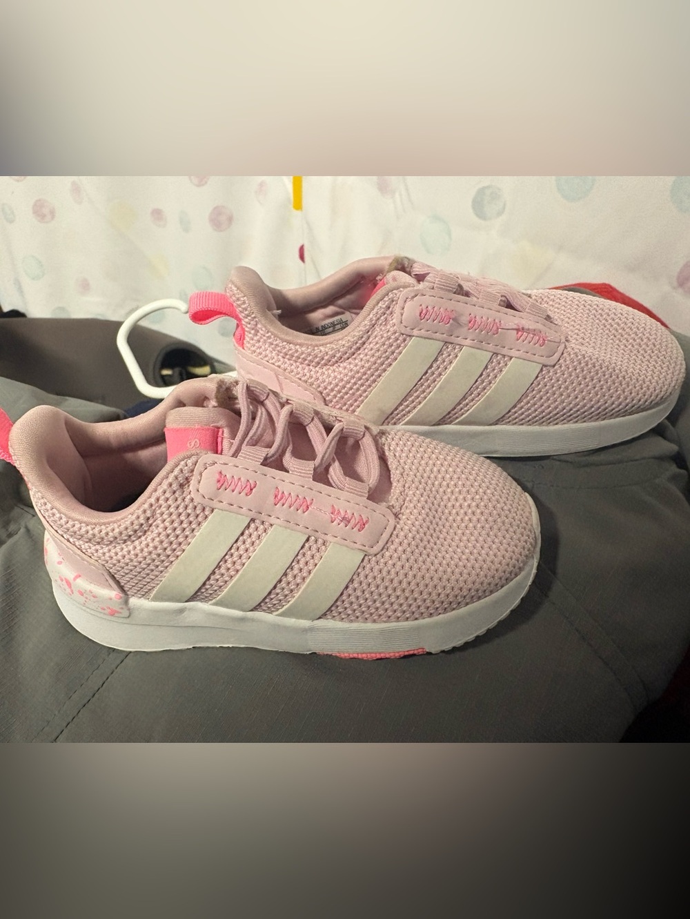 adidas Kids Pink Mesh Sneakers with White Stripes